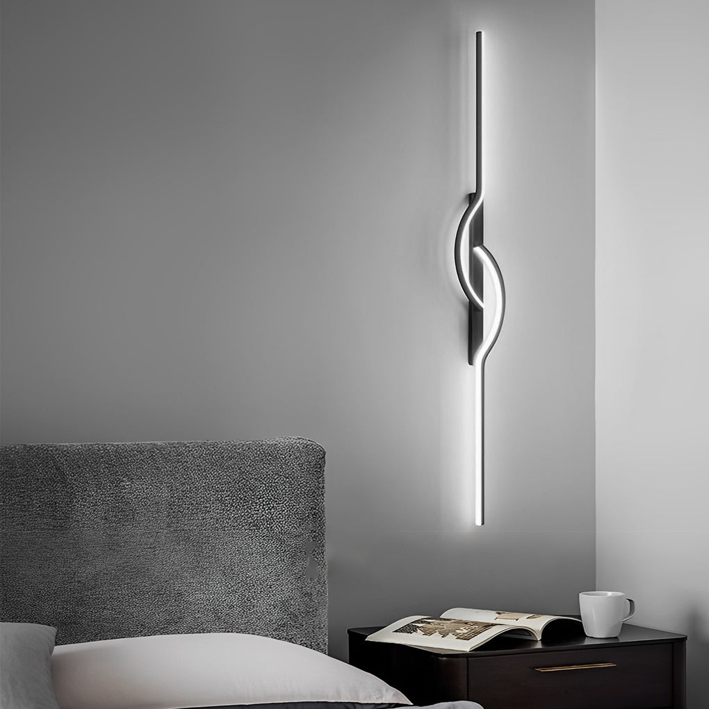 Modern Black LED Strip Wall Light with Stepless Dimming