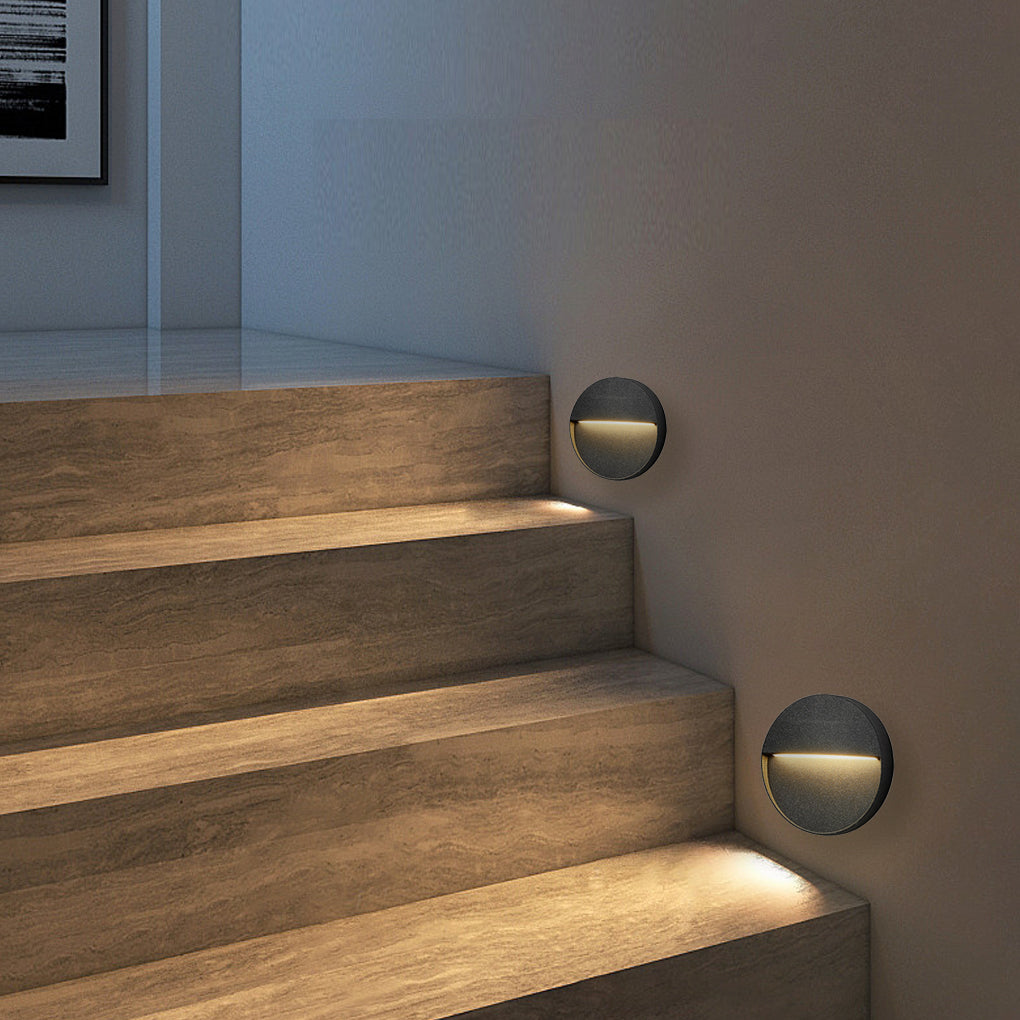 Round Aluminum Outdoor Step Light - Waterproof LED Stair Wall Sconce
