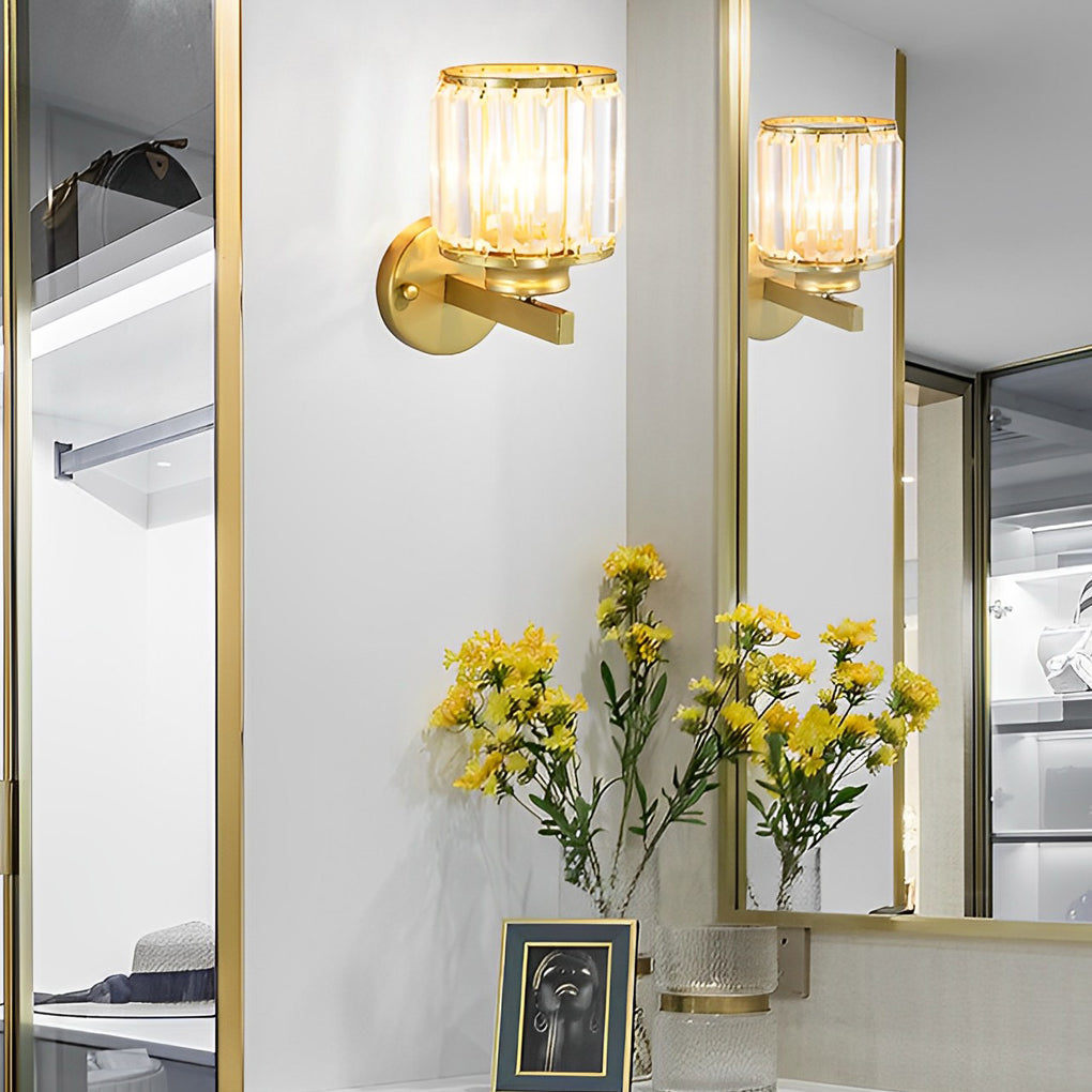 Modern Crystal Glass Wall Sconce with Rotating Shade