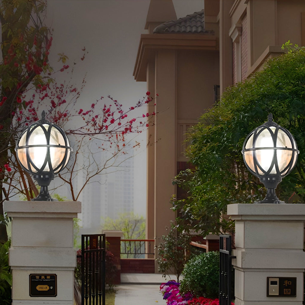 Glass Aluminum Outdoor Post Cap Light with E27 Socket