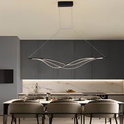 Modern Wave Linear Dimmable LED Pendant Light with Remote