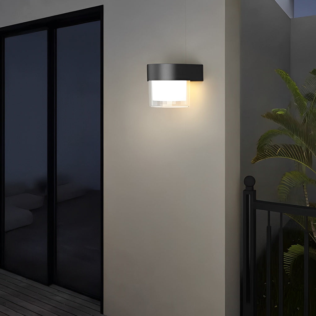 Modern Solar LED Outdoor Wall Light - Black Iron Waterproof