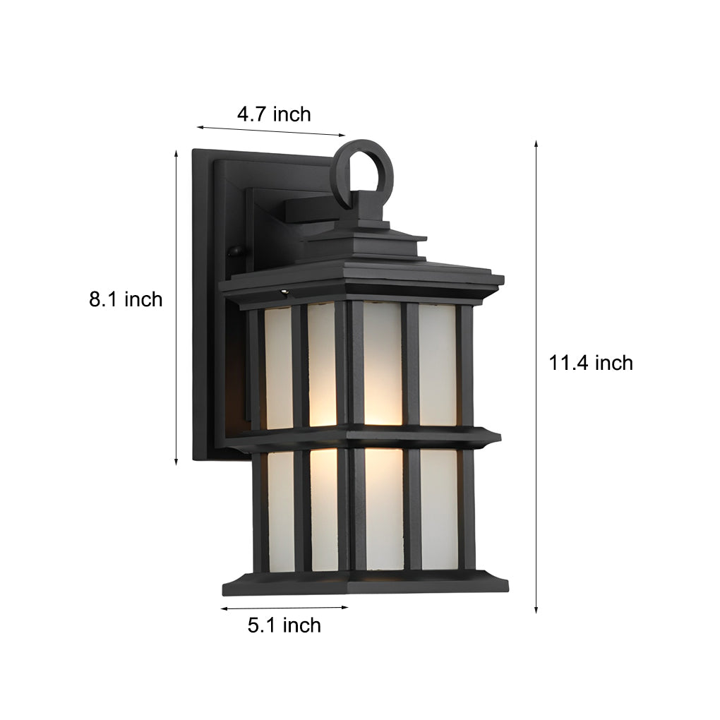 Modern Outdoor Wall Light – Die-Cast Aluminum & Glass – Black