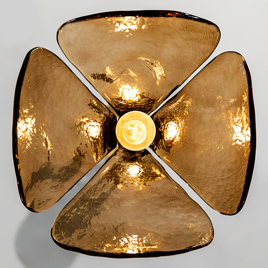Four-Petal Glass Pendant Light | Amber Brown Modern Chandelier
