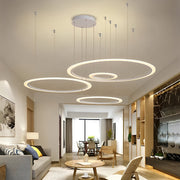 Four-Ring Dimmable LED Geometric Chandelier - Modern Pendant Light
