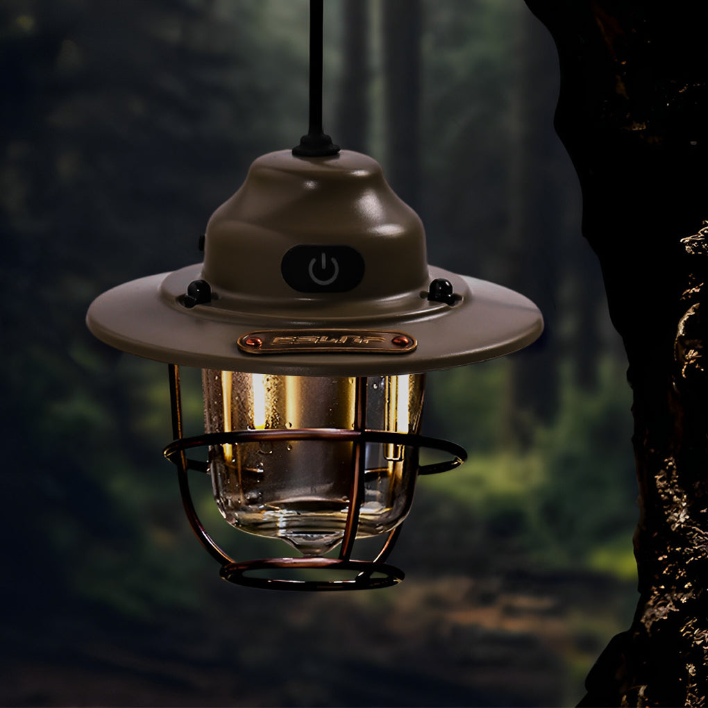 Retro LED Rechargeable Outdoor Camping Lantern with USB Charging