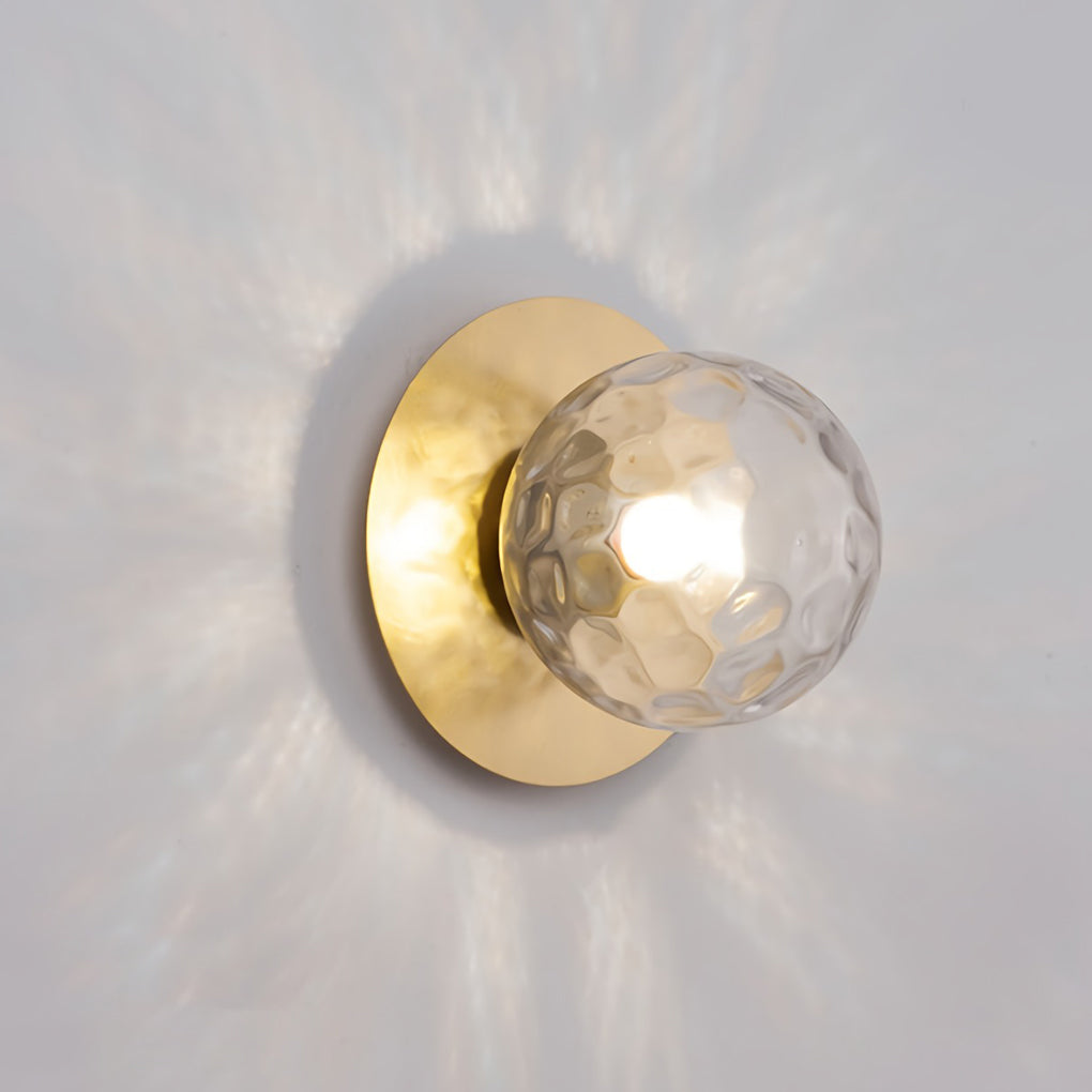 Modern Glass Ball Wall Sconce with LED - Black & Gold Finish
