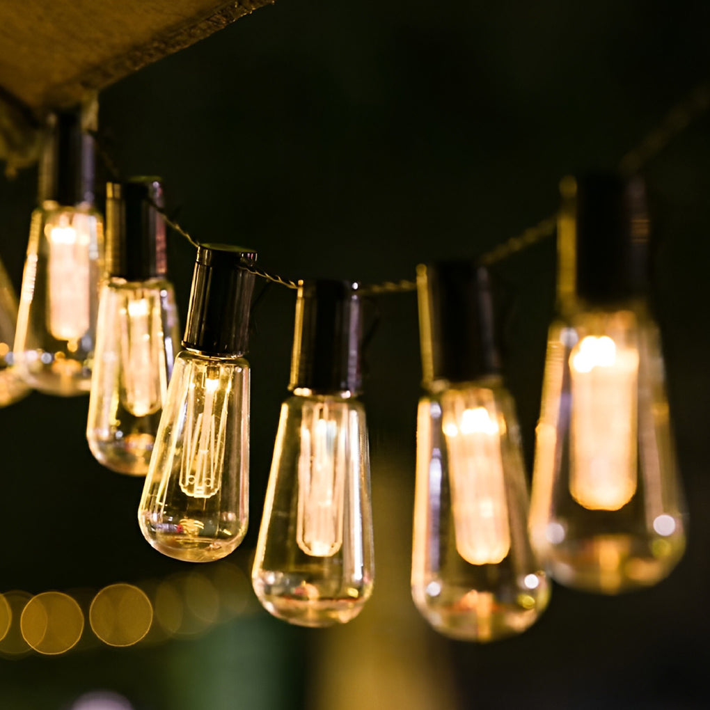 40-Light Retro Solar String Lights with USB Rechargeable Option