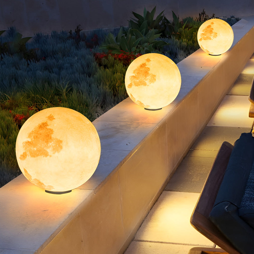Moon Waterproof LED Solar Post Cap Light - Modern Outdoor Pillar
