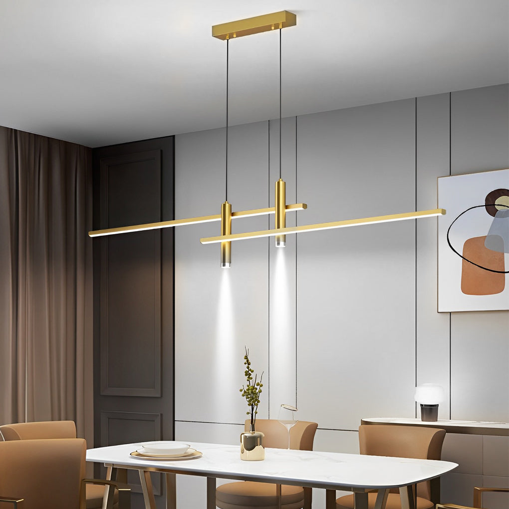 Modern Linear LED Chandelier with Dimming Control
