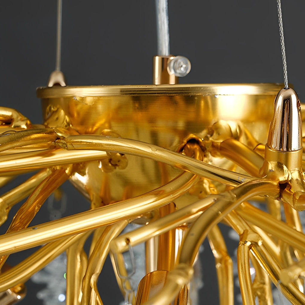 Crystal Branch Chandelier Modern 3-Step Dimming Aluminum Pendant