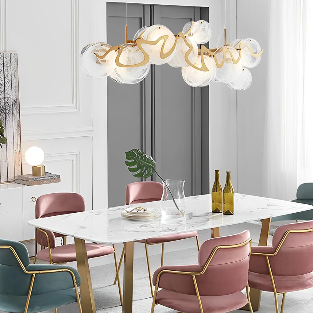 Modern Glass Bubble Chandelier with Iron Frame