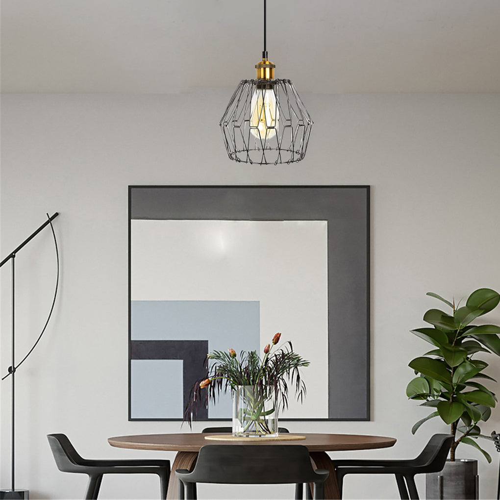3-Light Adjustable Iron Cage Pendant Light Industrial Chandelier
