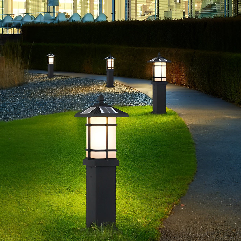 Modern Solar LED Bollard Light with Asian-Inspired Design
