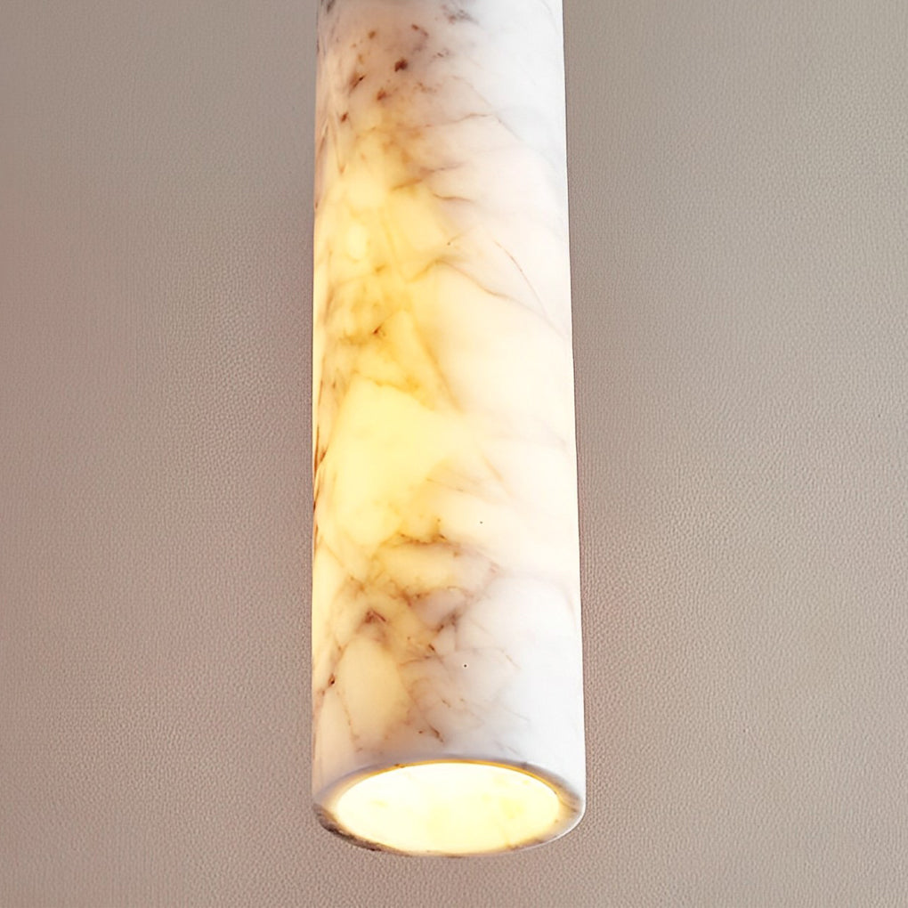 Elongated Cylindrical Marble Minimalist Pendant Light