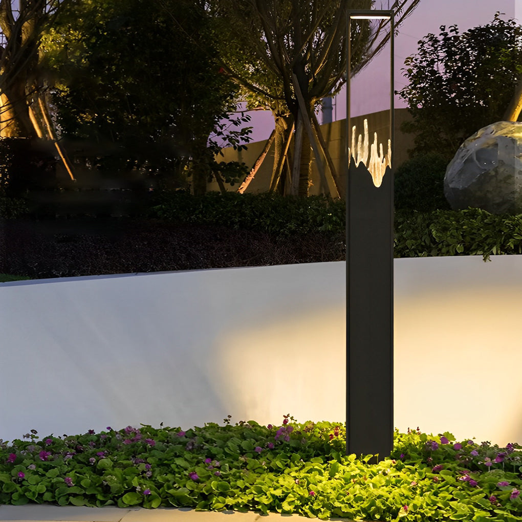 Modern Rectangular Glass LED Pathway Lights - Steel & Glass