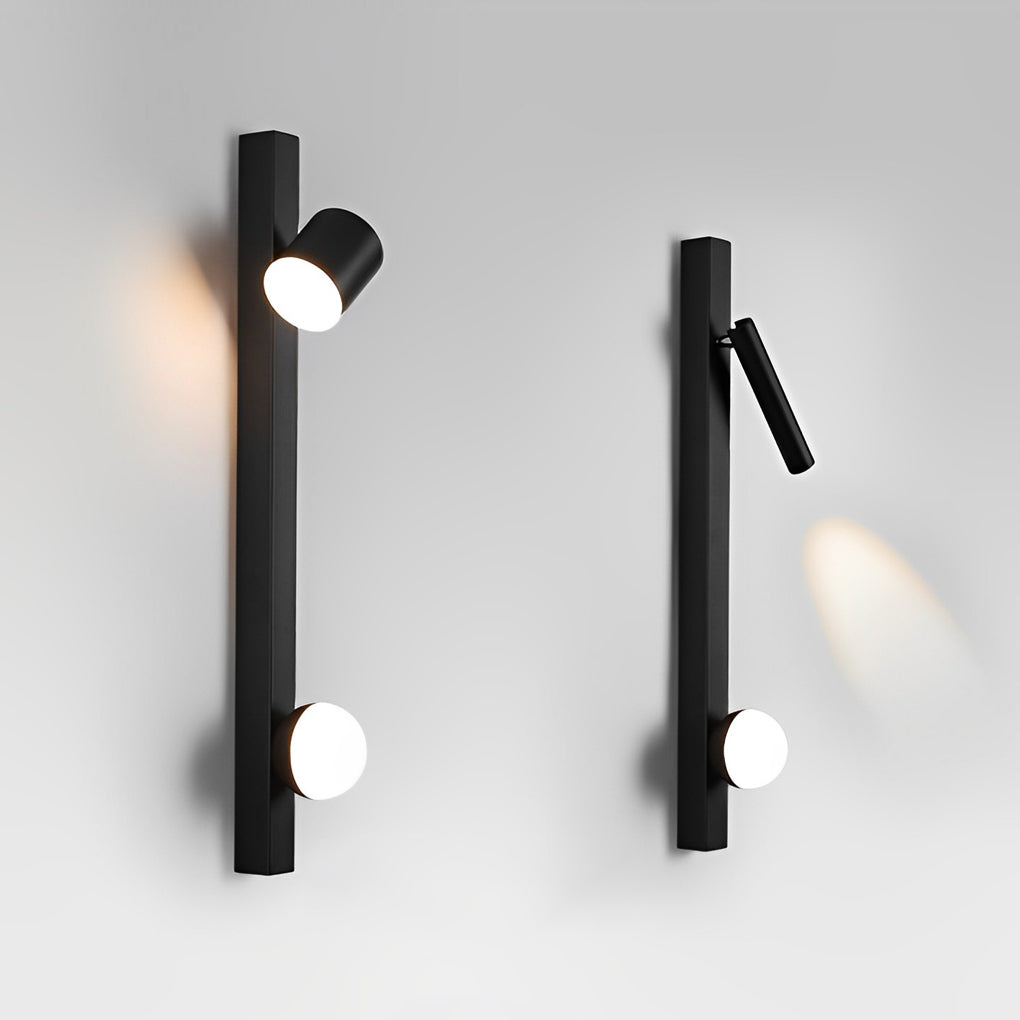 Adjustable Modern Black Wall Sconce with Dual LED Spotlights