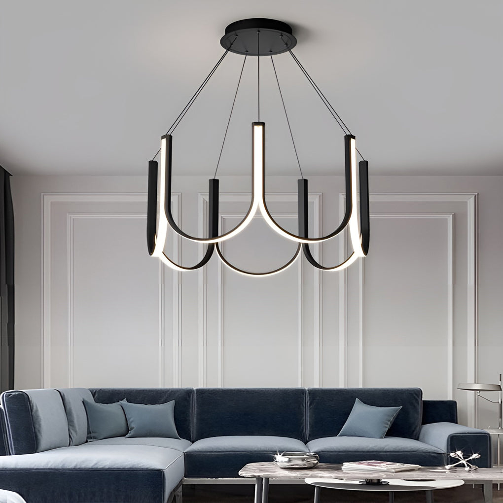 Modern LED Chandelier with 3-Step Dimming - Aluminum & Iron
