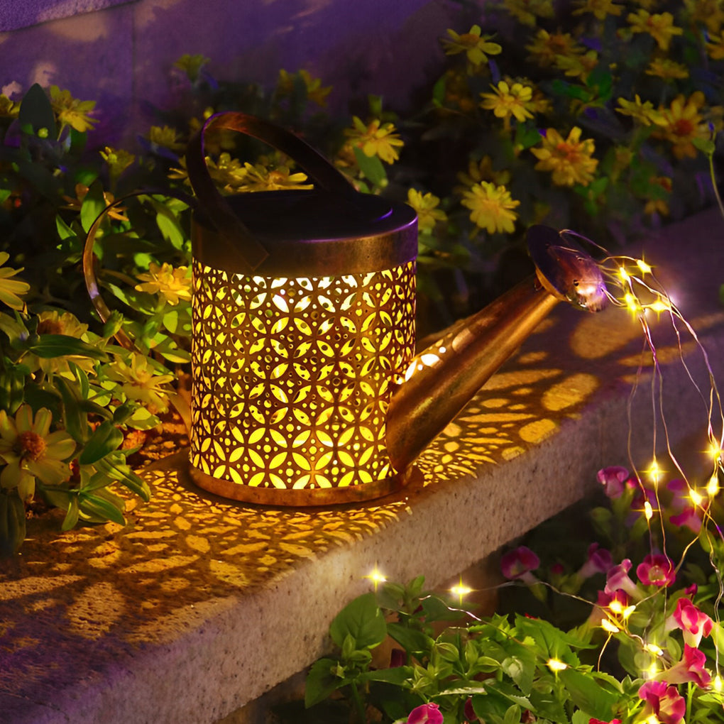 Solar LED Kettle Shower Garden Light Waterproof Outdoor Landscape