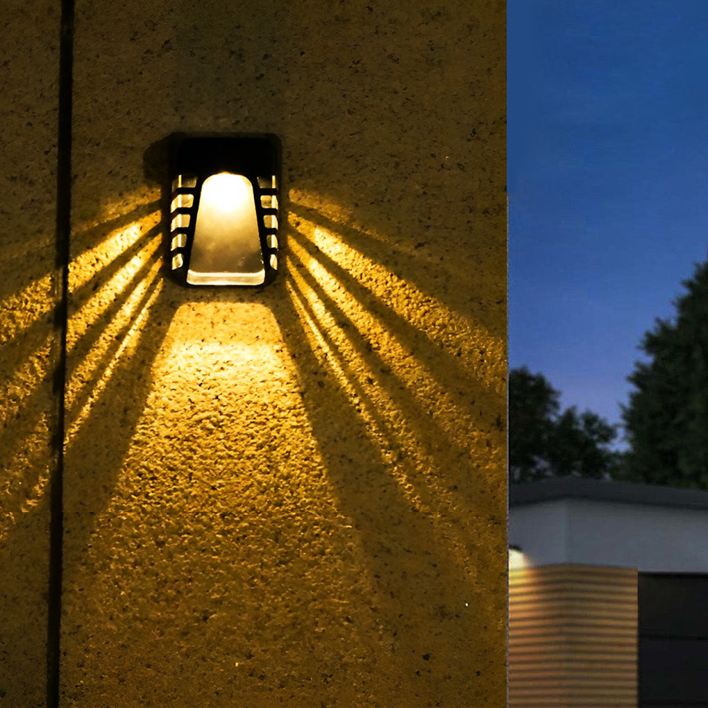 Modern Solar LED Outdoor Wall Light - Waterproof Black Finish