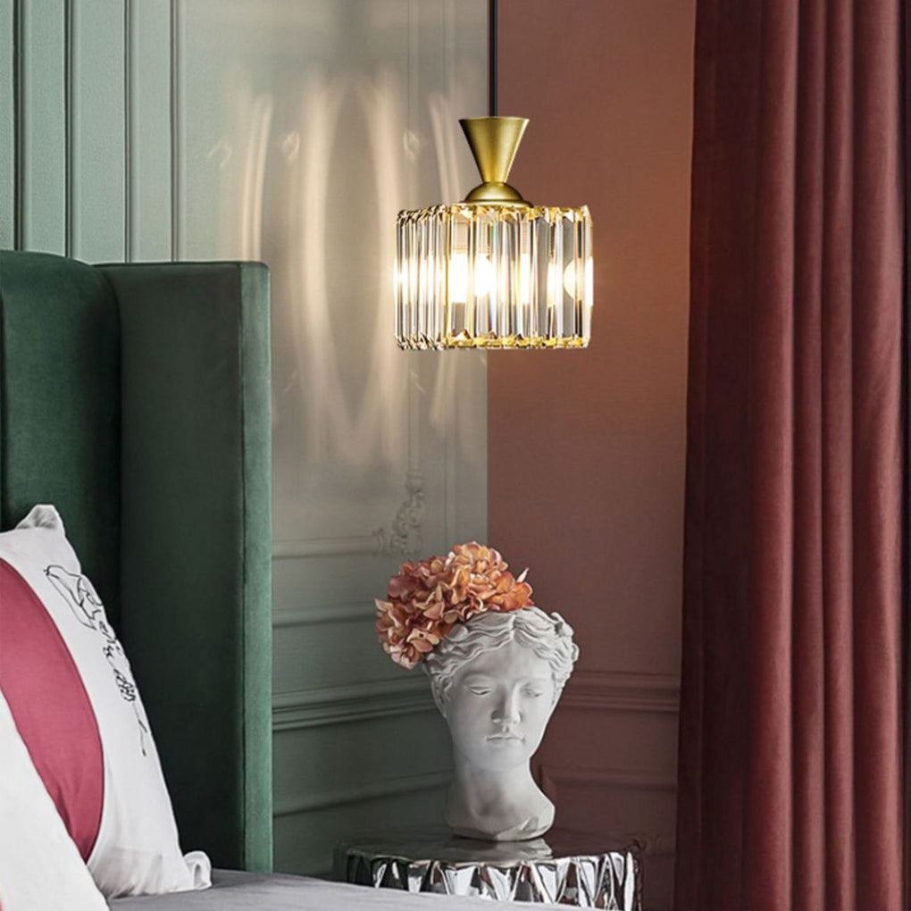 Modern Crystal Pendant Light with Three-Step Dimming