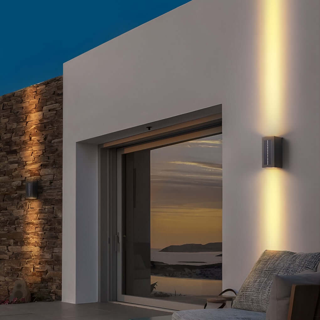 Solar LED Up Down Wall Sconce Waterproof Outdoor Lighting