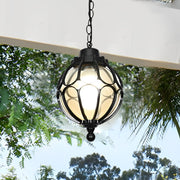 Glass Ball Outdoor Pendant Light | Waterproof Aluminum Chandelier