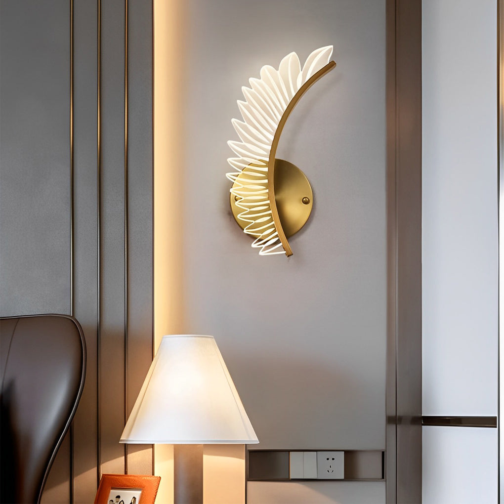 Feather Leaf LED Wall Sconce with 3-Step Dimming - Copper & Acrylic