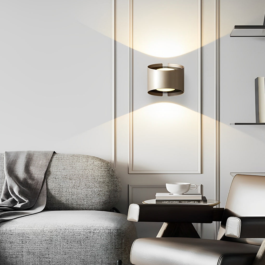 Modern Round LED Wall Sconce Aluminum Up Down Light