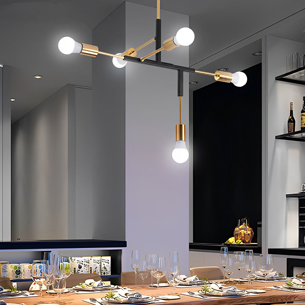 5-Light Branch Modern Chandelier – Electroplated Iron Ceiling Light
