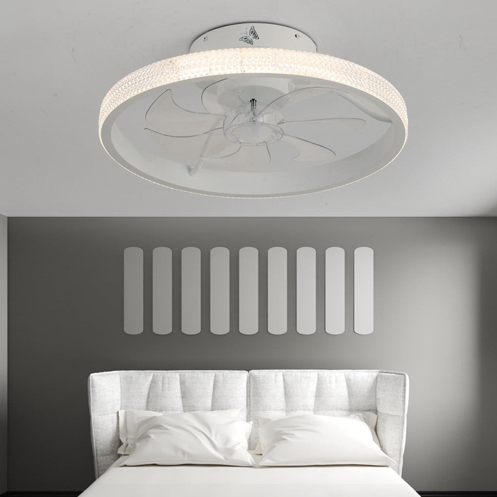 Modern Bladeless Ceiling Fan with LED Light & Remote - Silent