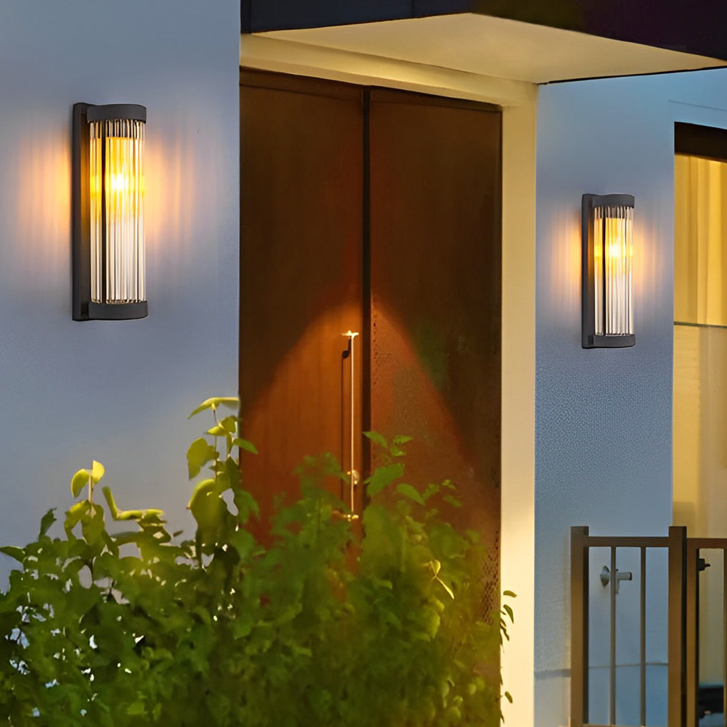 Modern Glass Solar Wall Lamp - Outdoor Waterproof LED Sconce