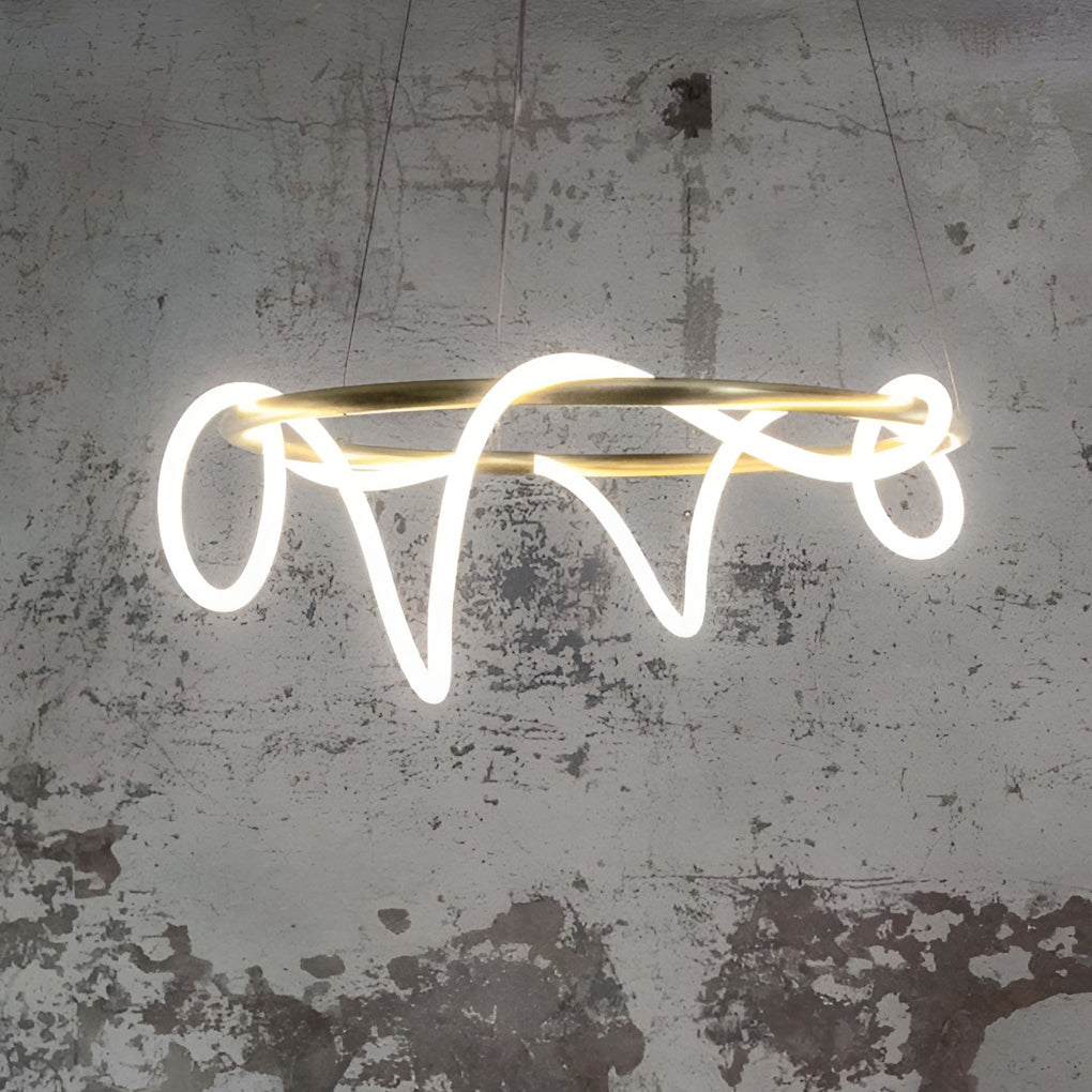 Modern LED Strip Chandelier - Gold Metal Adjustable Ceiling Light