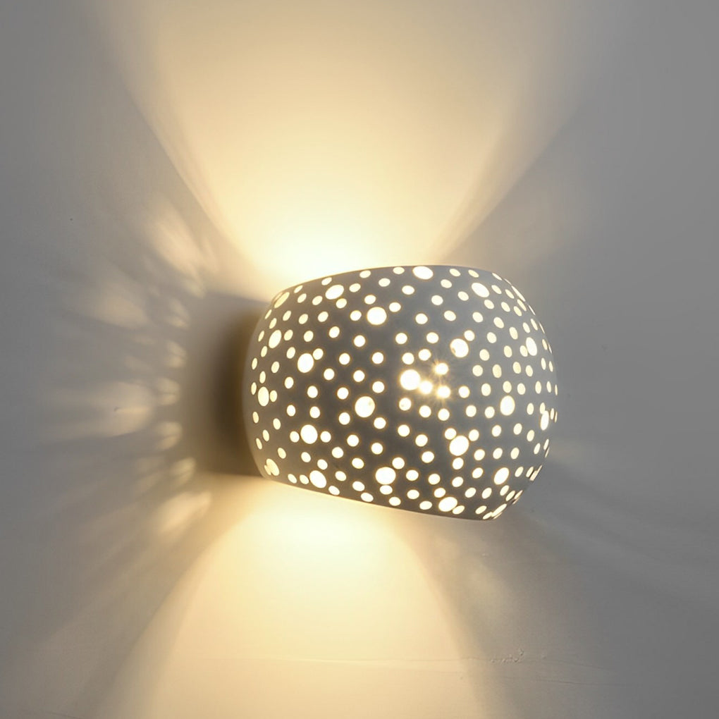 Modern Hollow Gypsum LED Wall Sconce - White Minimalist Up Down Light