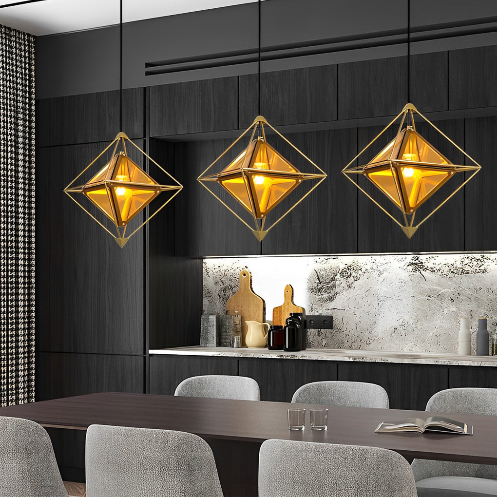 Geometric Glass Pendant Light Modern Minimalist Island Lighting