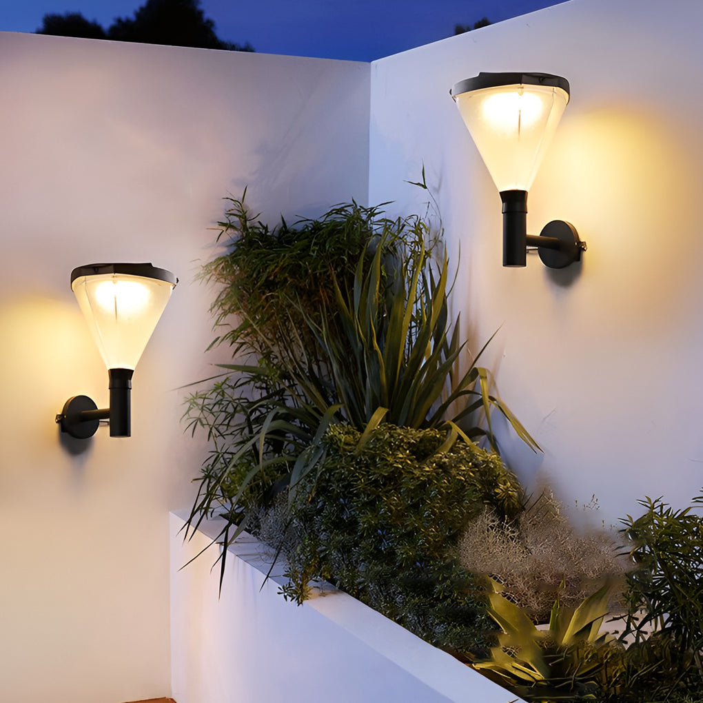 Geometric Solar LED Outdoor Wall Lamp | Waterproof Aluminum Sconce