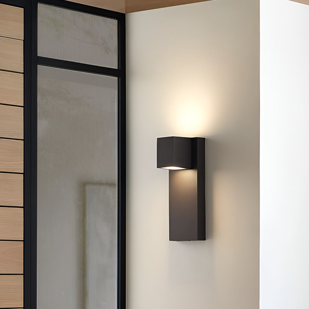 Square Waterproof LED Outdoor Wall Sconce Up Down Lighting Black