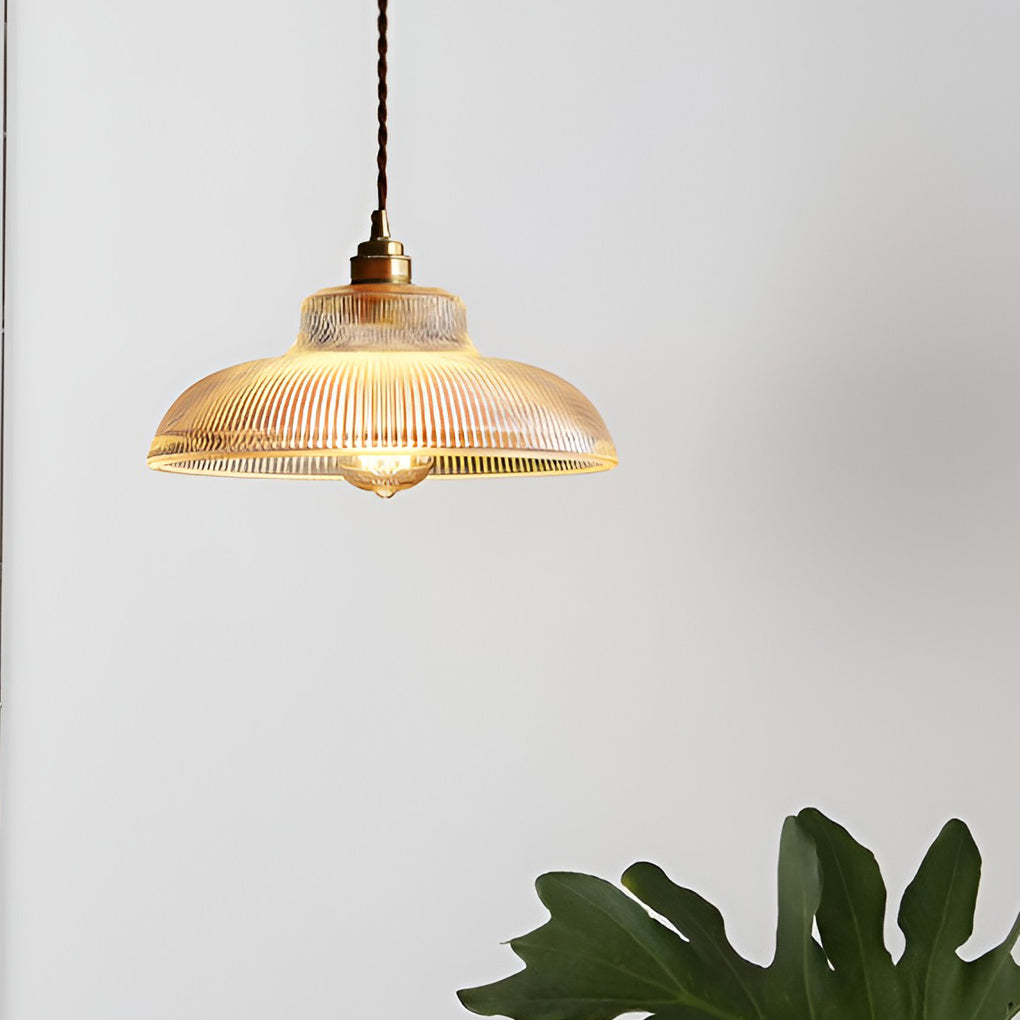 Modern Round Glass Pendant Light with Copper Fixture E27