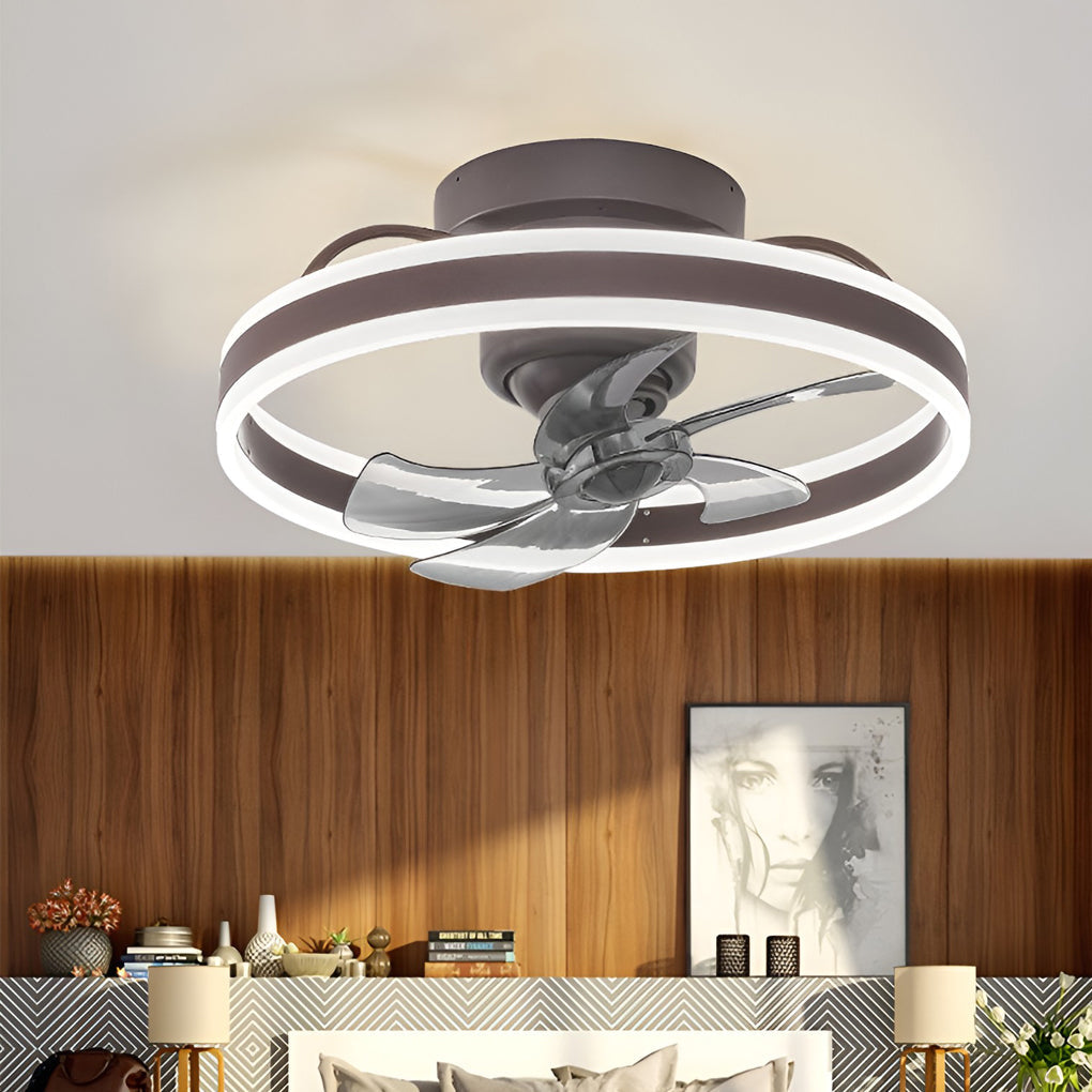 Modern Ceiling Fan Light with Stepless Dimming & Remote Control