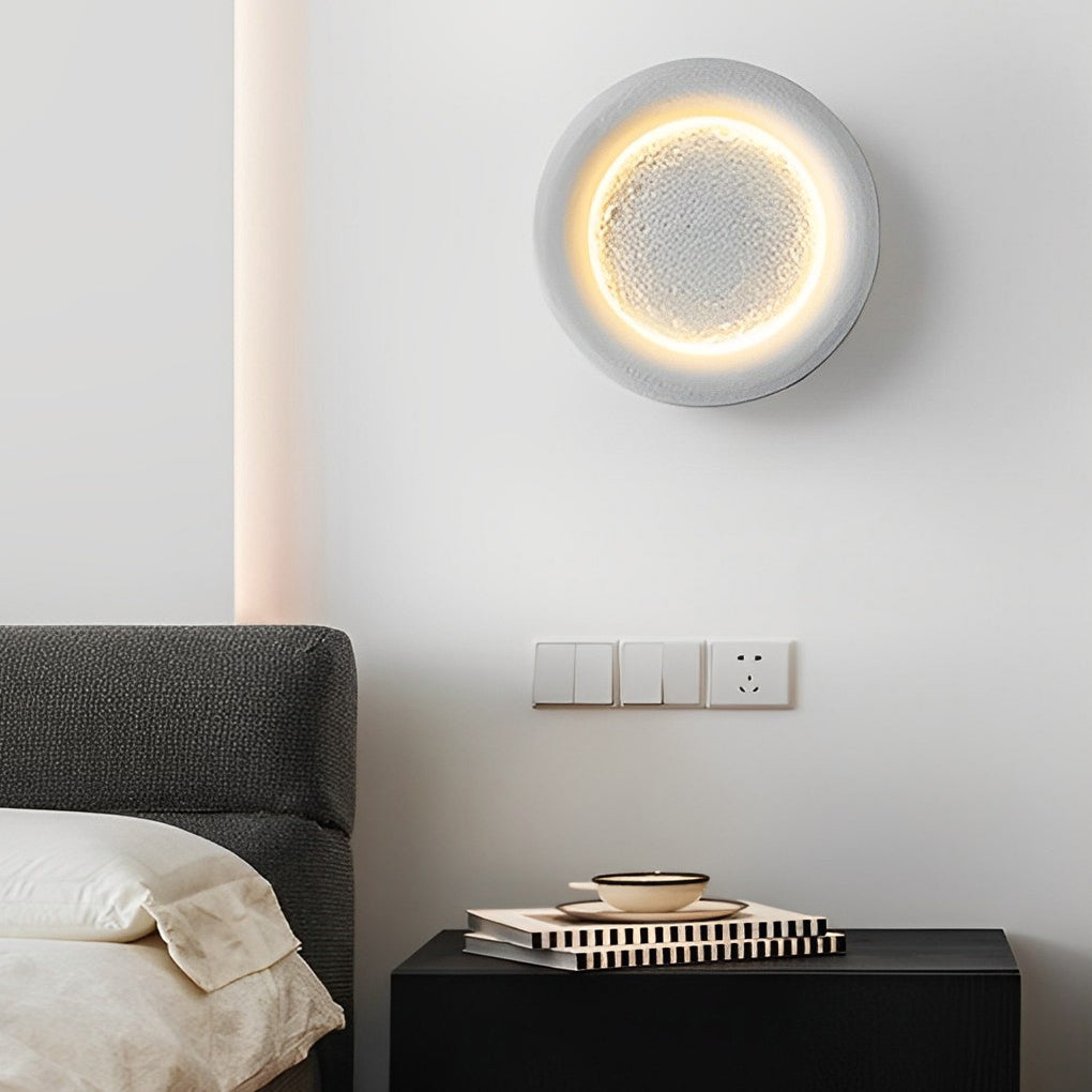 Round Moon Resin Wall Sconce - Modern LED Wall Light
