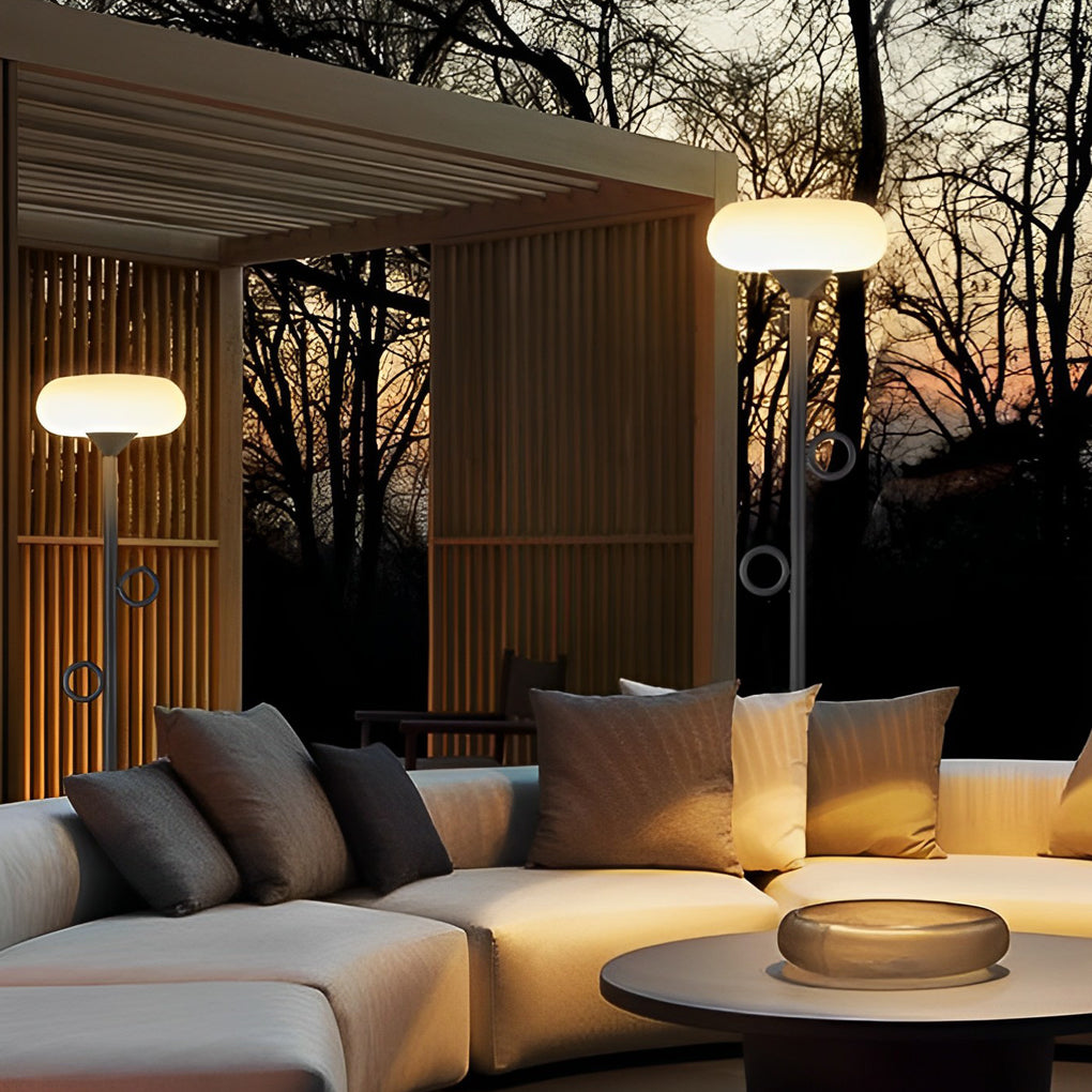 Modern LED Outdoor Floor Lamp with Remote Control - Black Steel