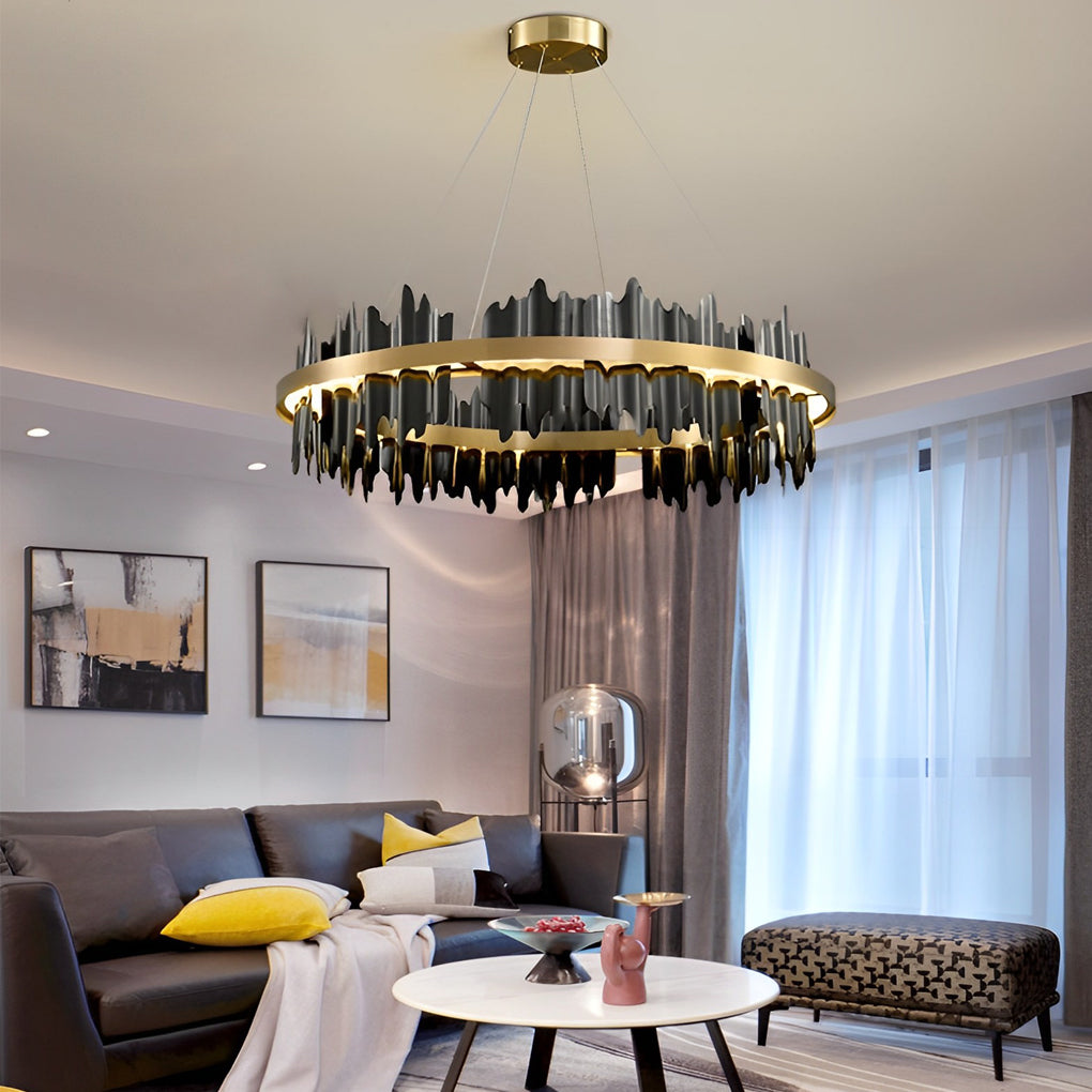Modern Circular LED Chandelier with Stepless Dimming & Remote