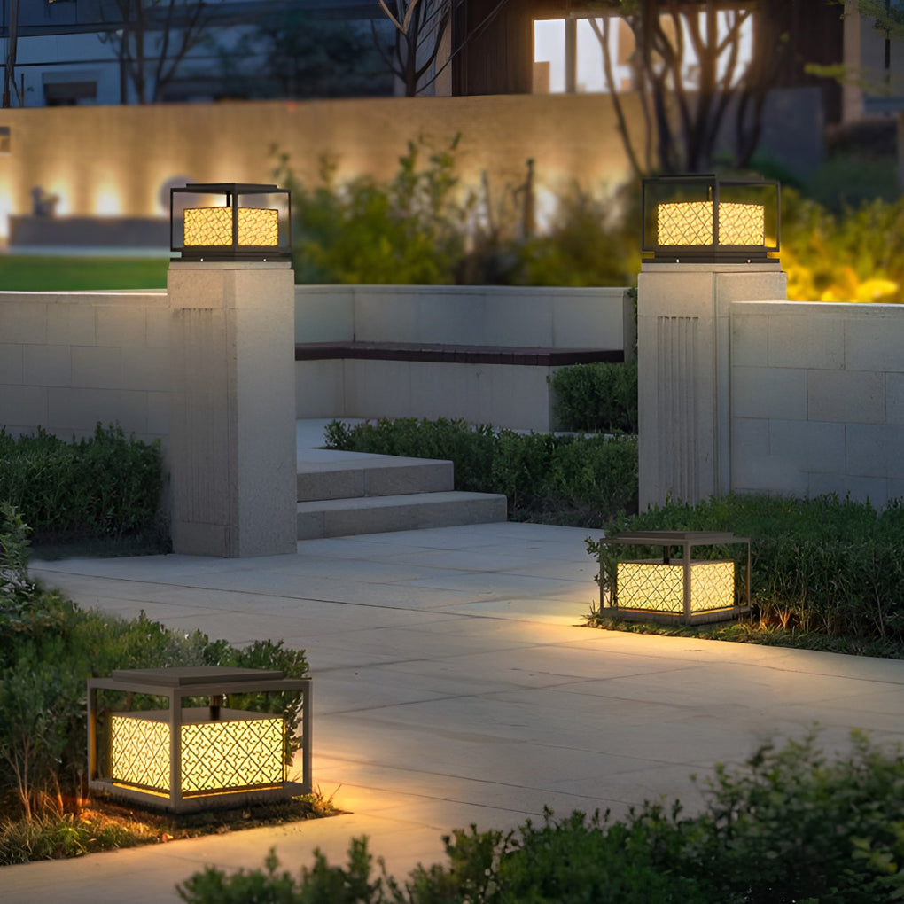 Square Solar Outdoor Fence Post Light - Waterproof IP65 Pillar Lamp