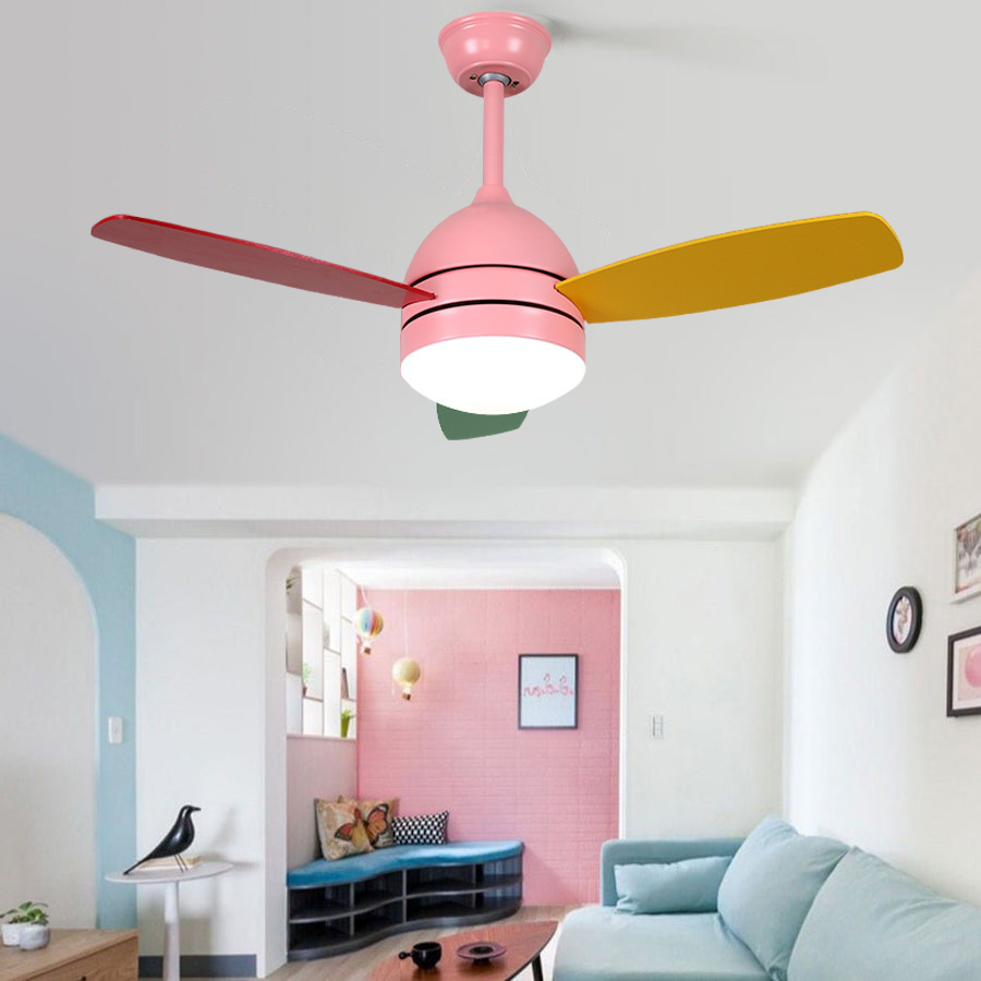 Modern Kids Ceiling Fan with Light | 42" Wood Blade Silent Fan