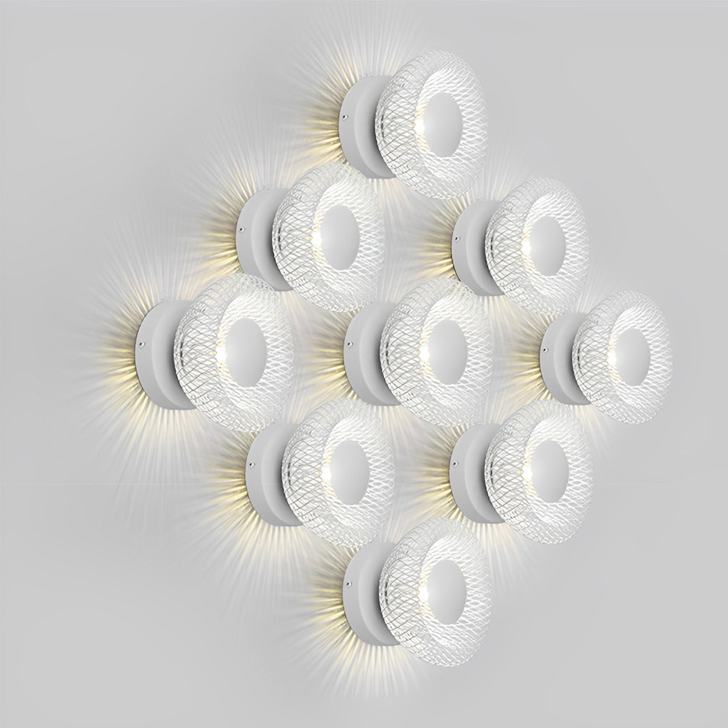 Modern Circular Nest Grid LED Wall Sconce – Iron Finish