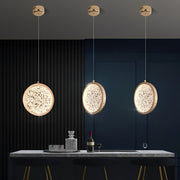 Modern Round Pendant Light with Iron & Acrylic Shade - 3-Step Dimming