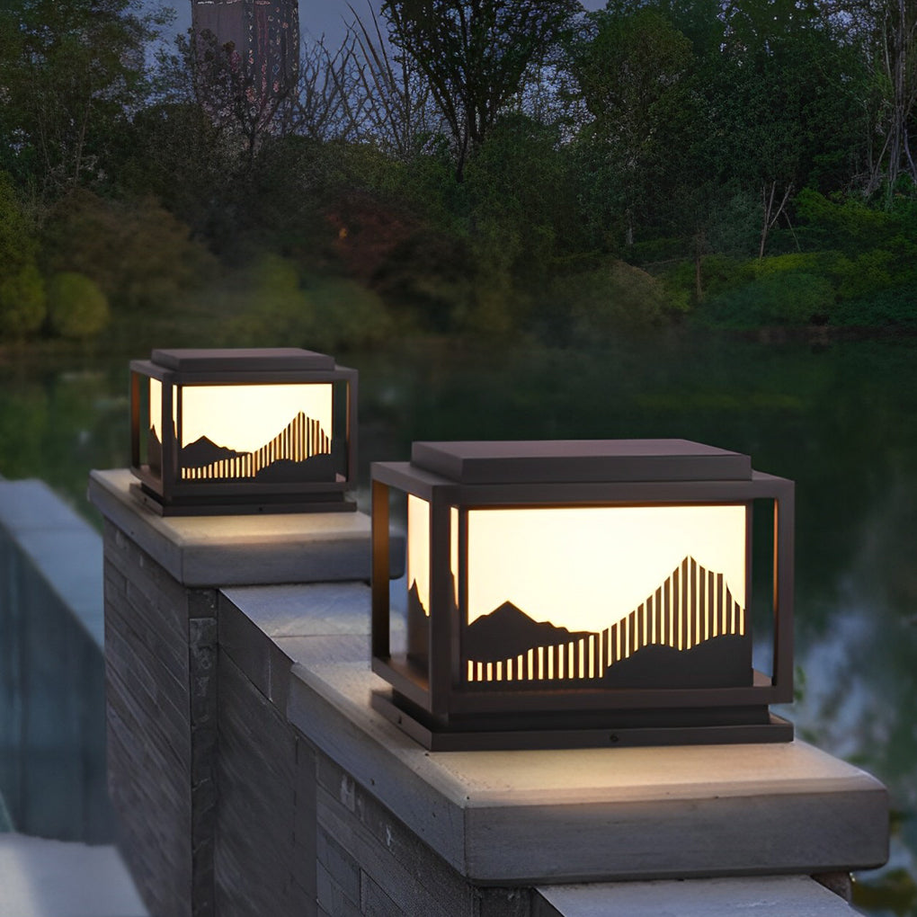 Mountain Scenery Solar Post Cap Light - Waterproof Outdoor Lighting