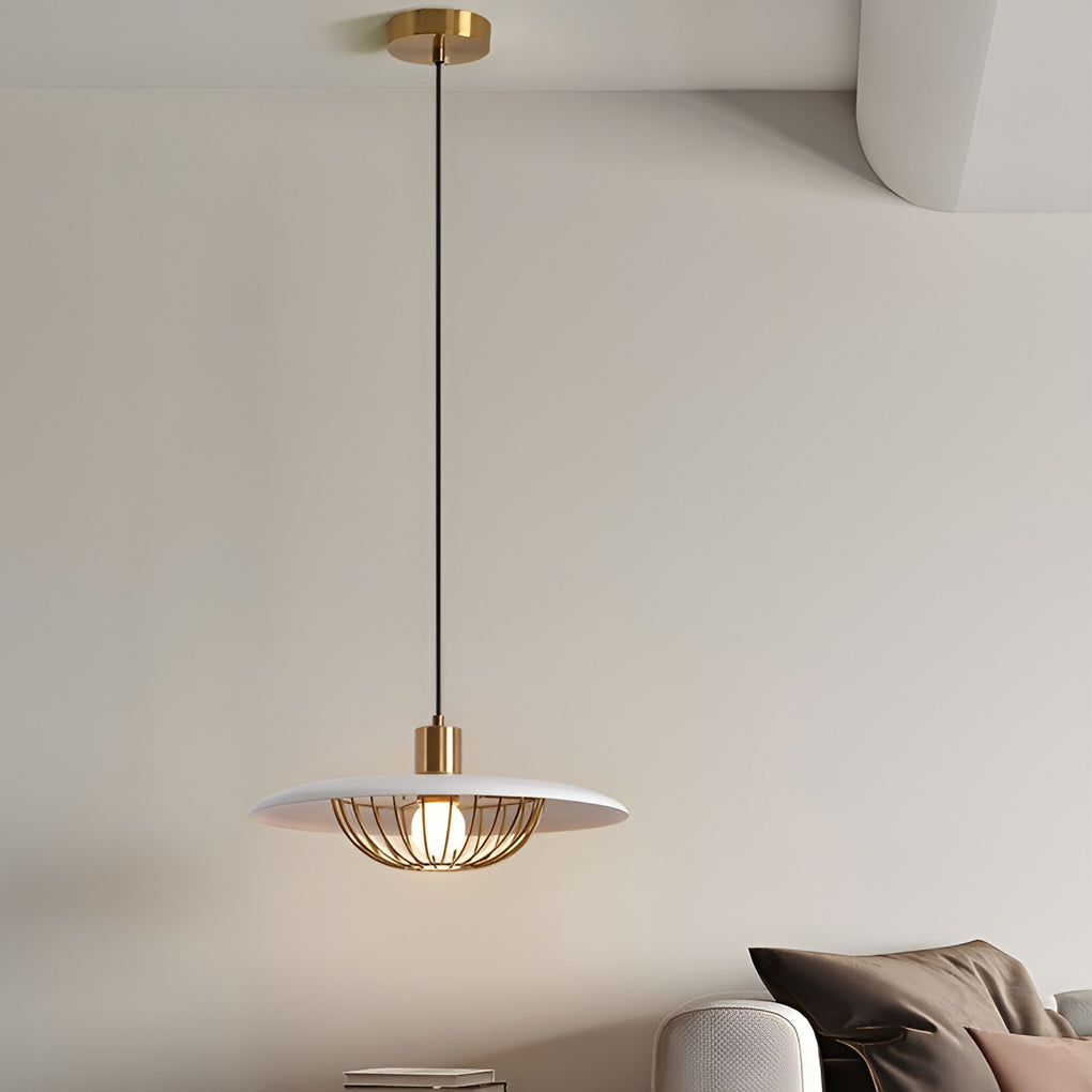 Modern Circular Iron Pendant Light with Three-Step Dimming