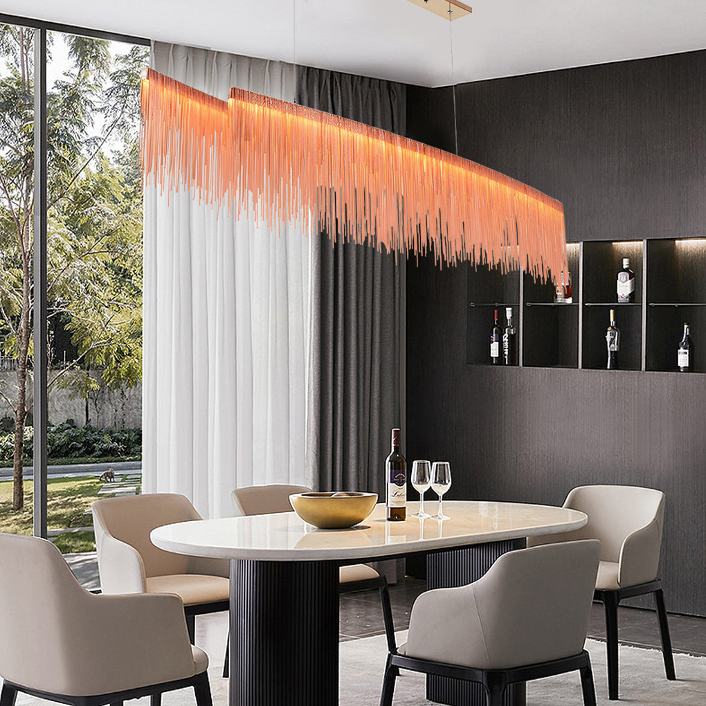 Aluminum Tassel Chain LED Dimmable Post-Modern Dining Chandelier