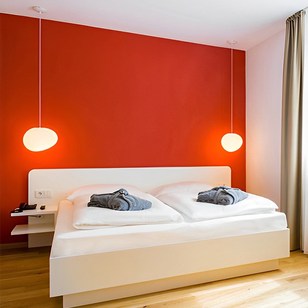 Modern Glass Globe LED Pendant Light White Spherical Hanging Lamp